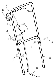 Handle Assembly Diagram and Parts List for 22223X41A 1996 Briggs and Stratton Lawn Mower